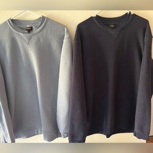 Vintage Bollé Men's Crewneck Golf Sweaters - Light Blue and Dark Blue L